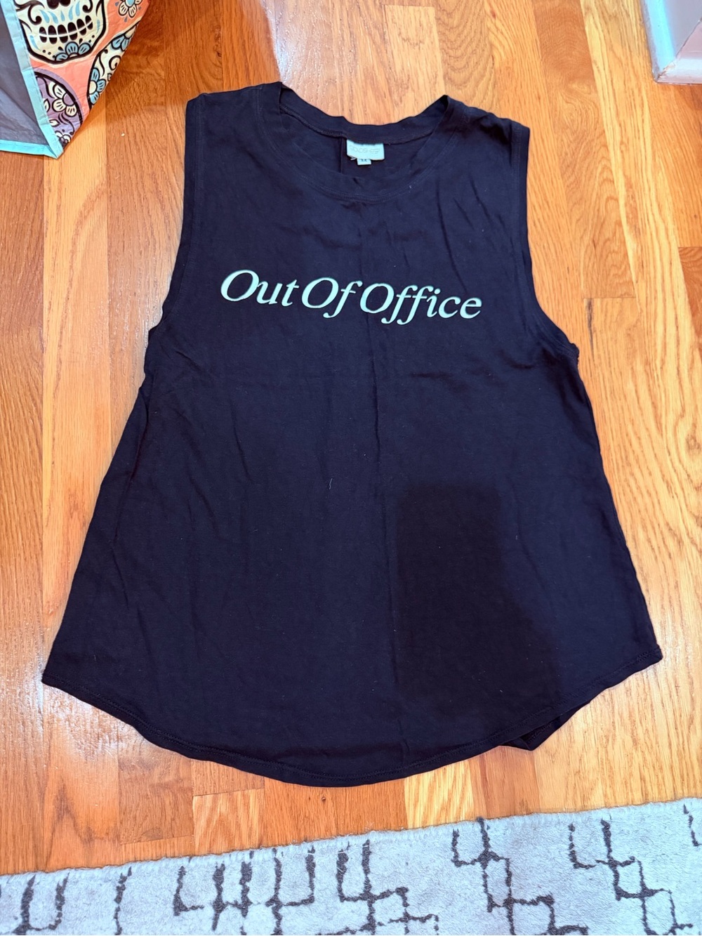 Out Of Office Black Sleeveless Graphic Tank Top